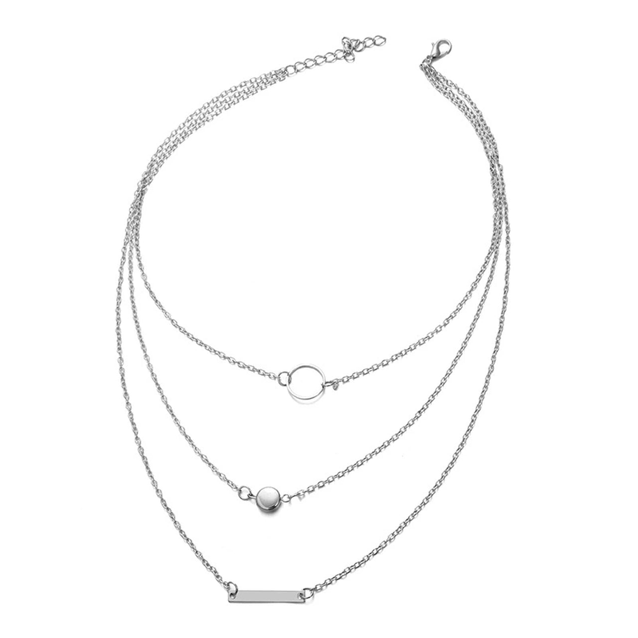 LAYERED 3 PIECE NECKLACE SILVER - WESTERN STYLIN'