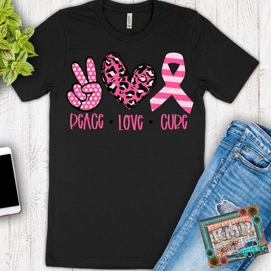 PEACE LOVE CURE (PINK RIBBON) - WESTERN STYLIN'