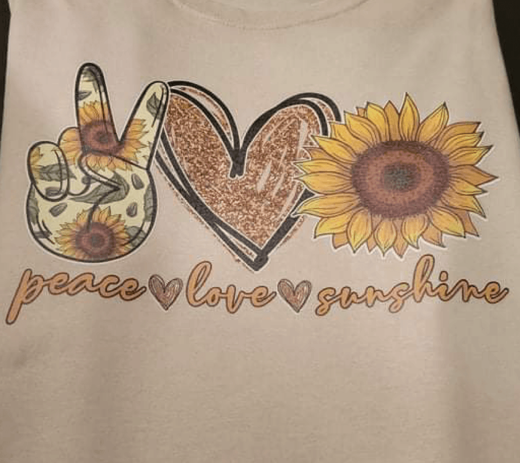 PEACE LOVE SUNFLOWER CUSTOM GRAPHIC TOP - WESTERN STYLIN'