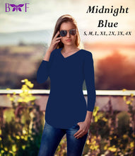 Load image into Gallery viewer, Midnight Blue V-neck and a rounded bottom!
