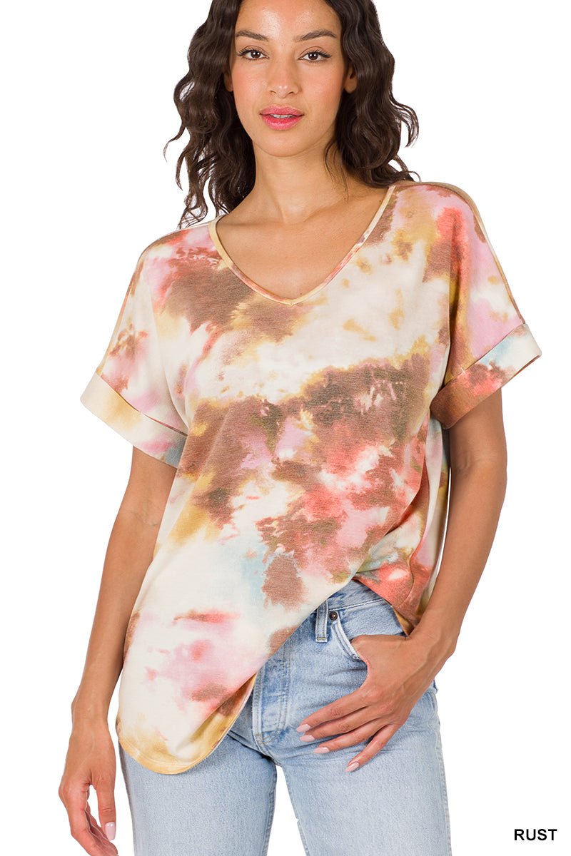 SOFT FRENCH TERRY VNECK TOP - WESTERN STYLIN'