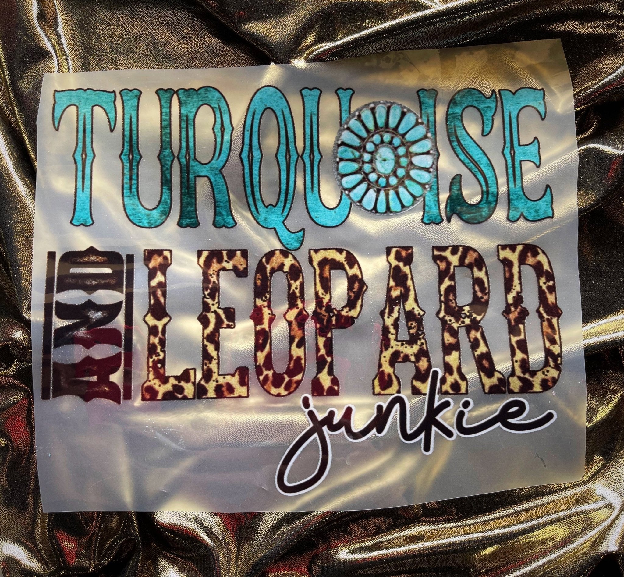 TURQUOISE & LEOPARD CUSTOM DTG GRAPHIC TOP - WESTERN STYLIN'