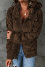 Load image into Gallery viewer, Zip Up Teddy Jacket with Pockets - WESTERN STYLIN&#39;
